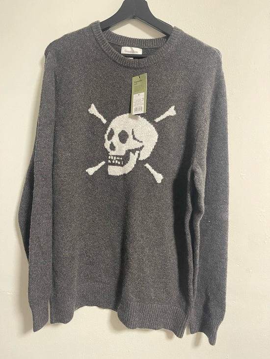 Goodfellow & Co Other - Goodfellow & Co Gray Crewneck Sweater with White Skull Intarsia